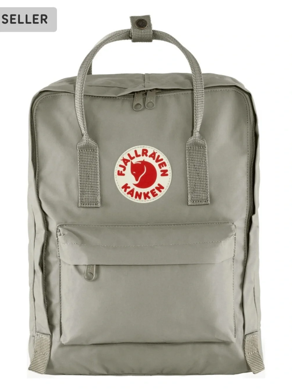 Fjallraven Kånken Backpack in Light Gray with Red Logo